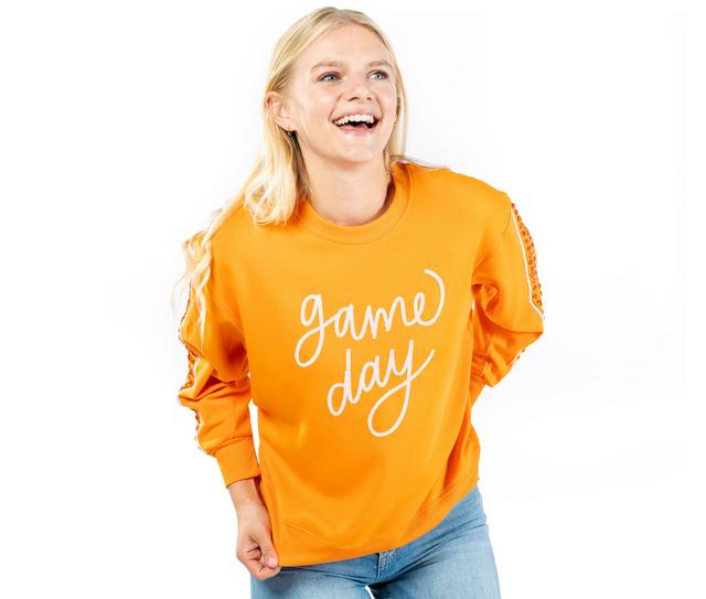 MARY SQUARE Sweatshirt Sarah Gameday in Orange/White color