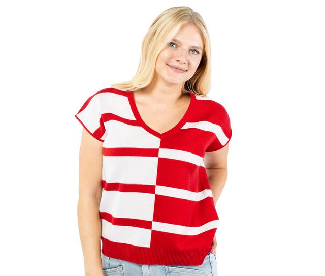 MARY SQUARE Sweater Hannah in Crimson/White color
