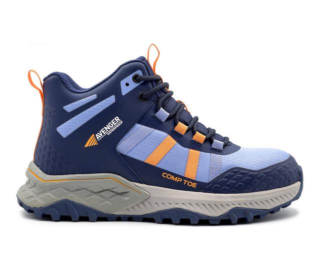 Avenger Work Boots Aero Trail Mid Womens Work Shoes in Blue color