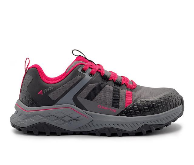 Avenger Work Boots Aero Trail Low Womens Work Shoes in Grey/magenta color