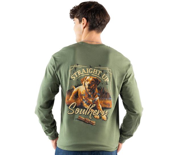 STRAIGHT UP SOUTHERN Duck Call Lab Long Sleeve Tee in Forest color