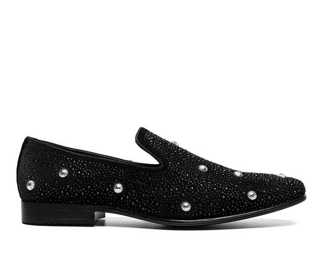 Men's Stacy Adams Spangle Slip On Loafers in Black/Silver color