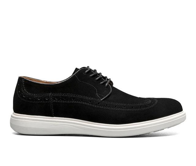 Men's Stacy Adams Trudell Wingtip Lace Oxfords in Black Suede color