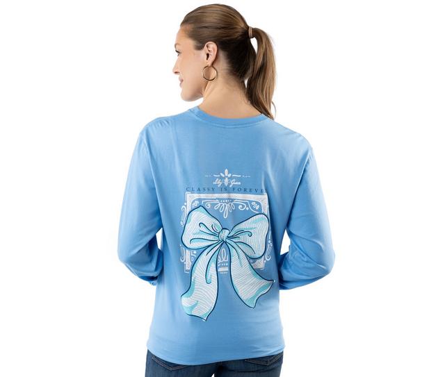 Lily Grace Classy Is Forever Long Sleeve Tee in Chambray color