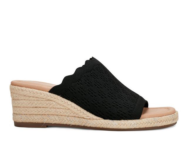 Women's Easy Spirit Samari Wedge Sandals in Black color