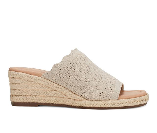 Women's Easy Spirit Samari Wedge Sandals in Beige/Gold color