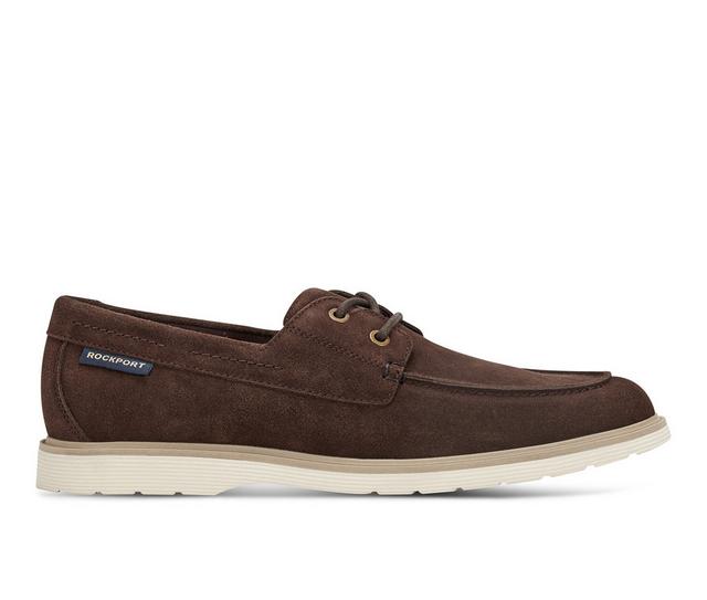 Men's Rockport Hartley Boat Shoe in Dark Brown color