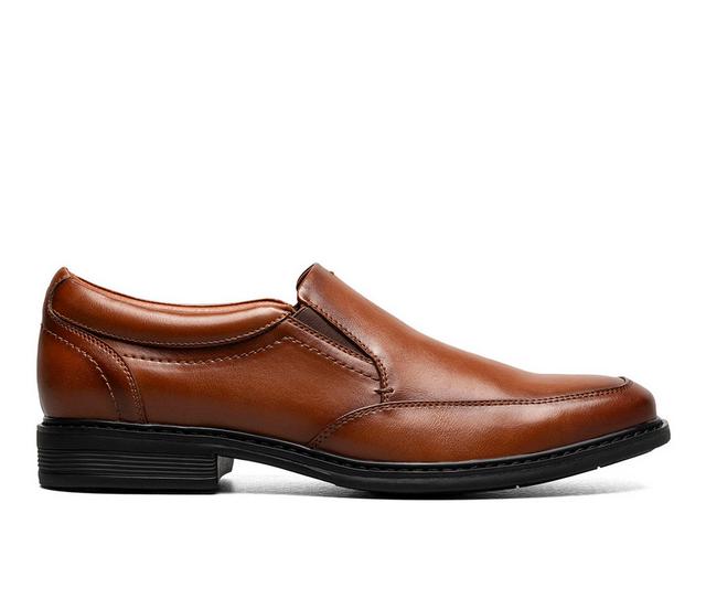 Men's Nunn Bush Jarvis Moc Toe Slip On Dress Shoes in Cognac color