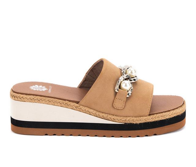 Women's Yellow Box Adelfia Wedge Sandals in Almond color