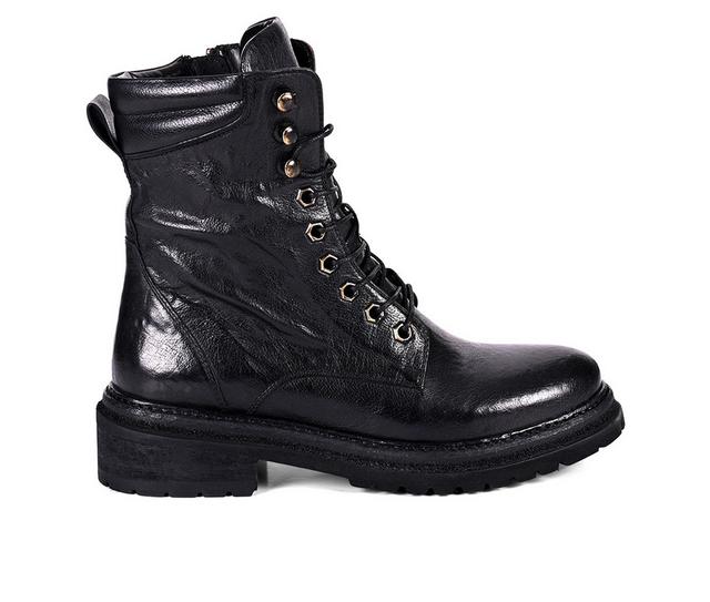 Women's ROAN by BED STU Awol Combat Boots in Black color