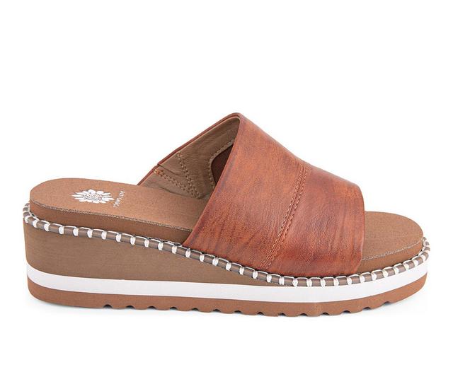 Women's Yellow Box Ayama Wedge Sandals in Tan color