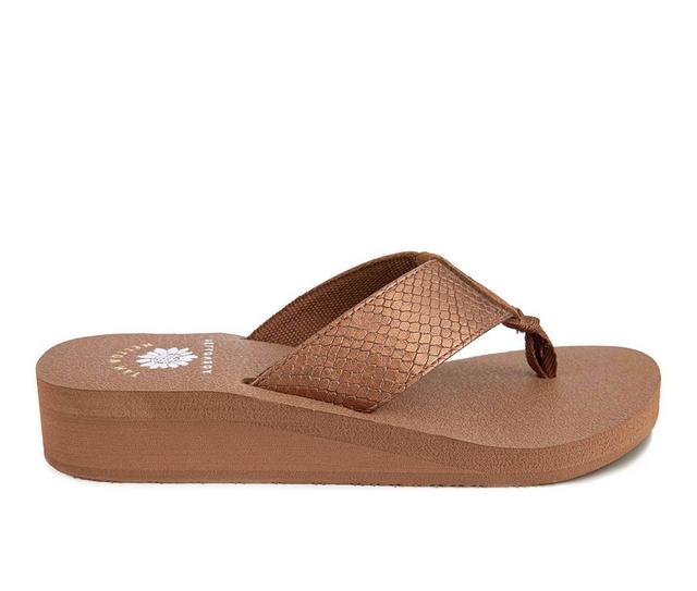 Women's Yellow Box Chellie Wedge Flip-Flops in Bronze color