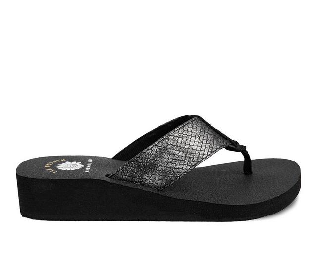 Women's Yellow Box Chellie Wedge Flip-Flops in Pewter color