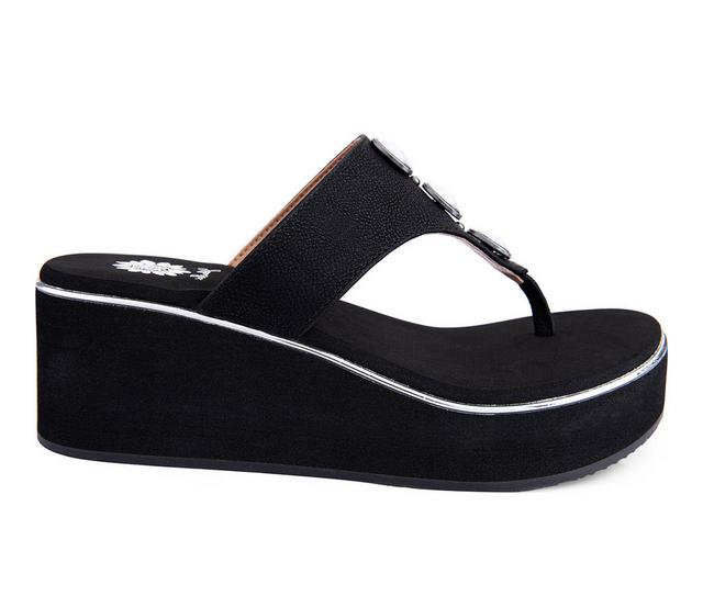 Women's Yellow Box Dazie Flip-Flops in Black color