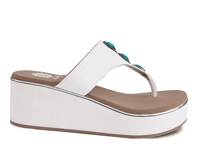 Women's Yellow Box Dazie Flip-Flops in White color