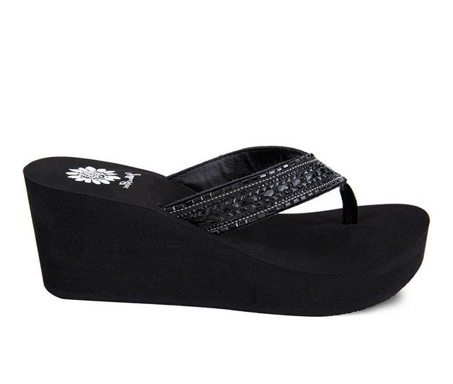 Women's Yellow Box Emmil Flip-Flops in Black color