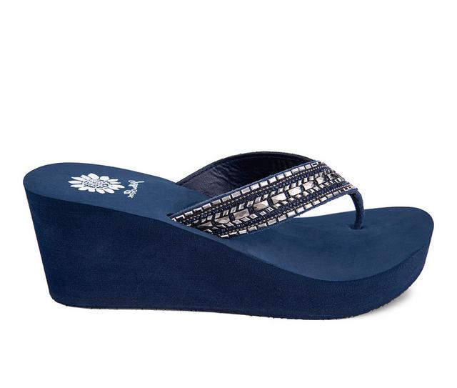 Women's Yellow Box Emmil Flip-Flops in Navy color
