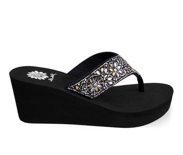 Women's Yellow Box Enola Flip-Flops in Black color