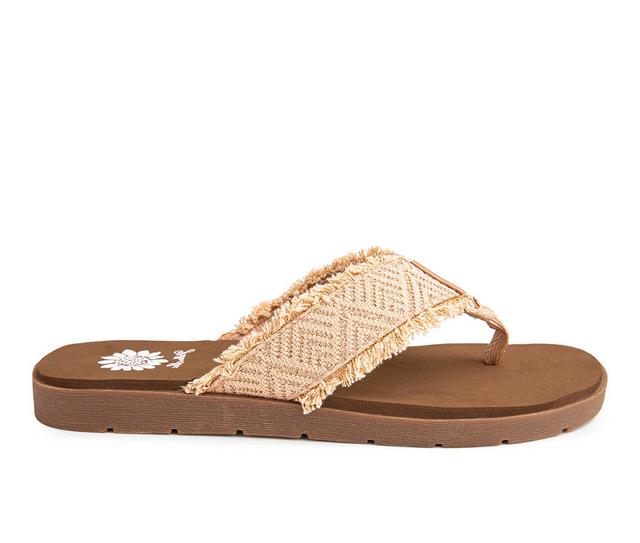 Women's Yellow Box Faddy Flip-Flops in Tan color