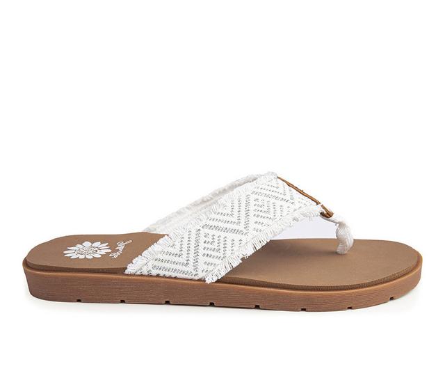 Women's Yellow Box Faddy Flip-Flops in White color