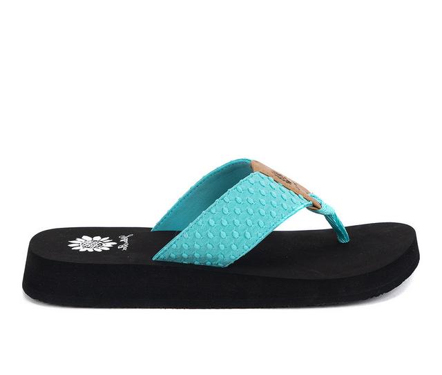 Women's Yellow Box Falava Flip-Flops in Aqua color