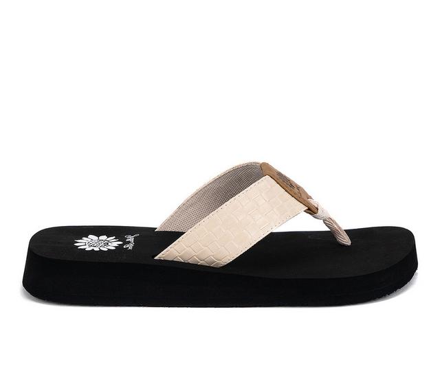 Women's Yellow Box Faradna Flip-Flops in Ivory color