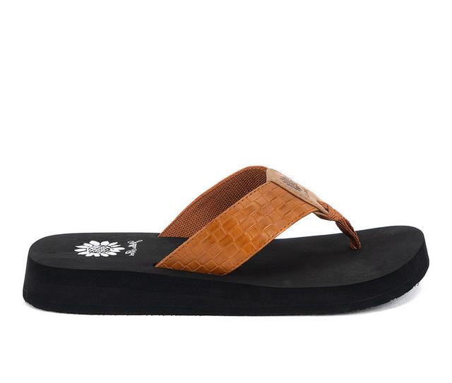 Women's Yellow Box Faradna Flip-Flops in Tan color