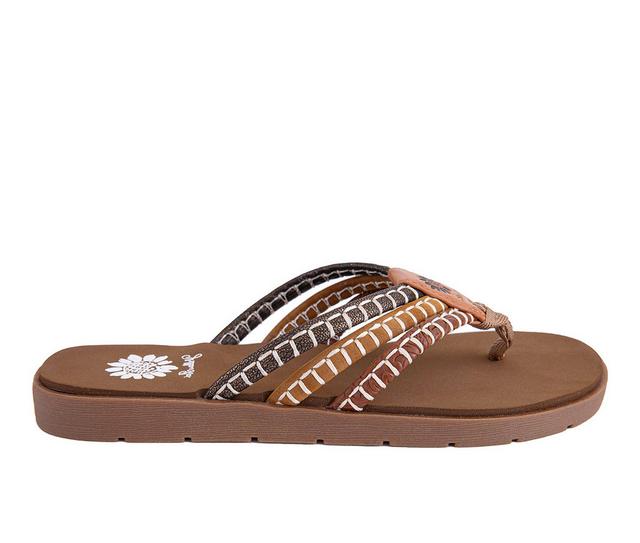 Women's Yellow Box Fitzen Flip-Flops in Tan color
