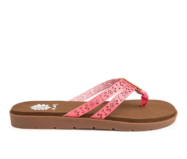 Women's Yellow Box Fralin Flip-Flops in Fuchsia color