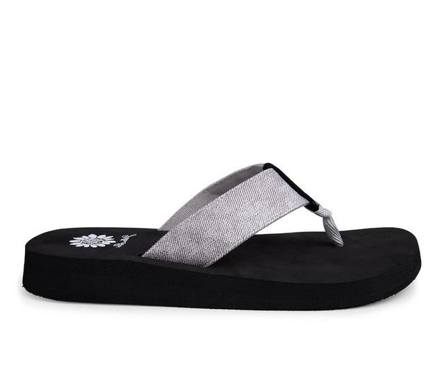 Women's Yellow Box Fremont Flip-Flops in Silver color