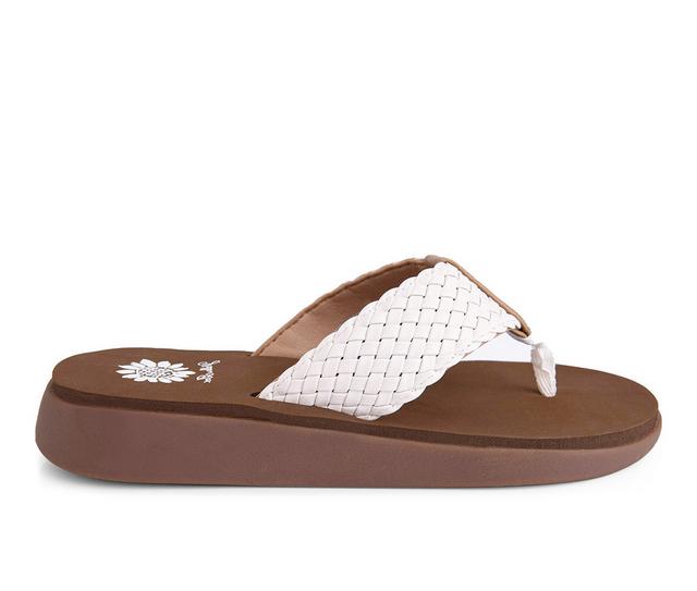 Women's Yellow Box Gamma Flip-Flops in Cream color