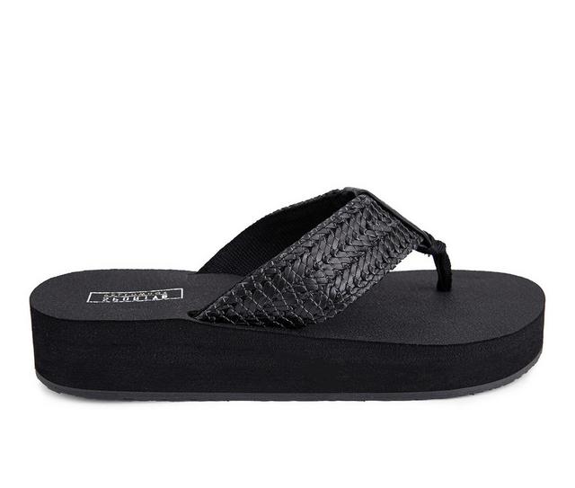 Women's Yellow Box Misha Flip-Flops in Black color