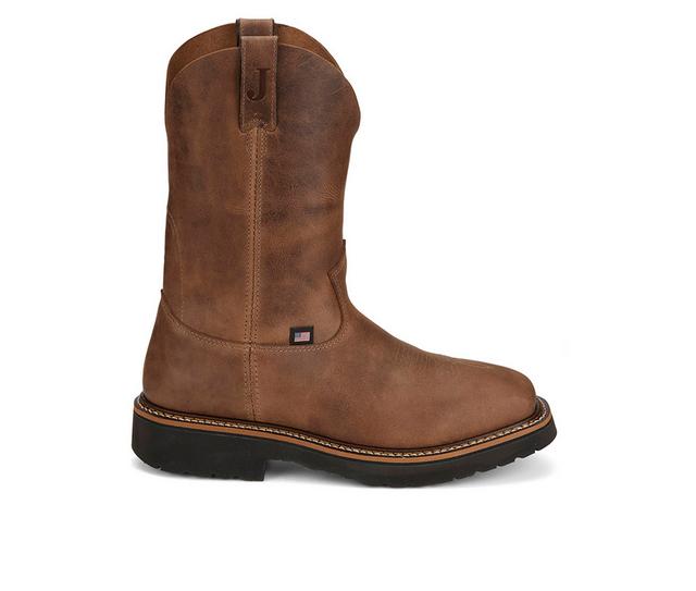 Men's Justin Boots Ames Waterproof Soft Toe Boot Cowboy Boots in Brown color