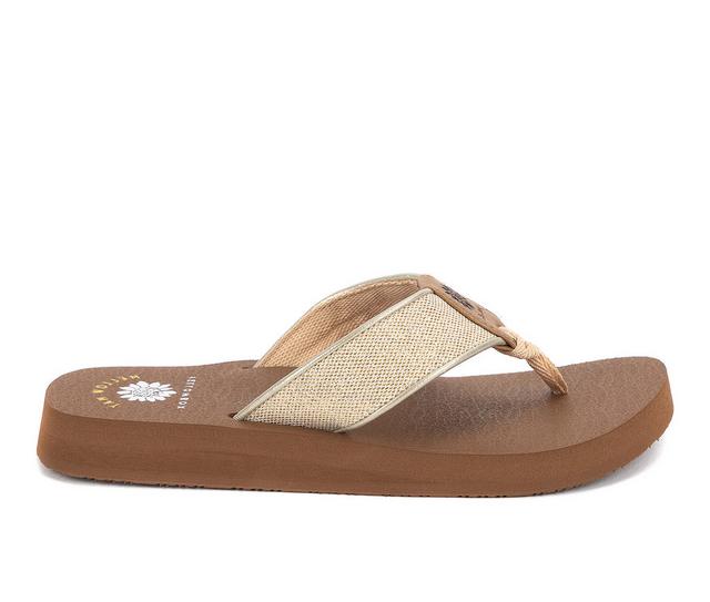 Women's Yellow Box Nemby Flip-Flops in Light gold color