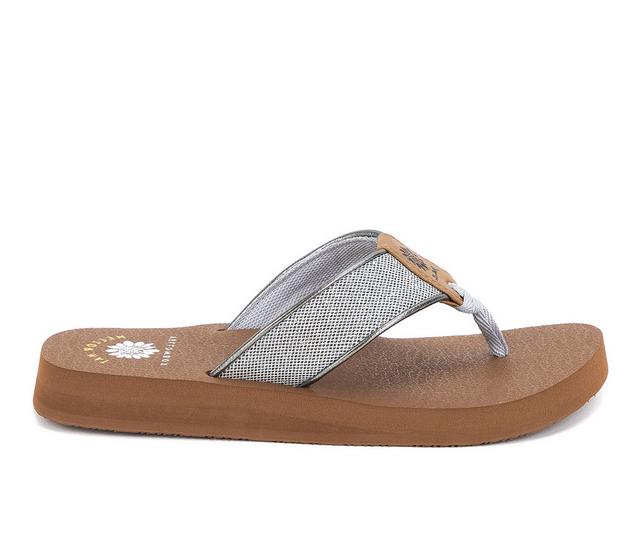 Women's Yellow Box Nemby Flip-Flops in Silver color