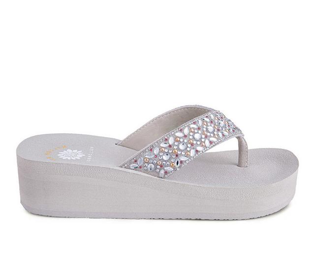 Women's Yellow Box Penza Wedge Flip-Flops in Sand stone color