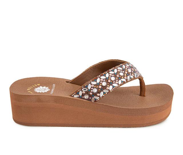 Women's Yellow Box Penza Wedge Flip-Flops in Turq multi color