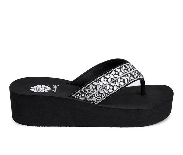 Women's Yellow Box Rhea Wedge Flip-Flops in Clear color
