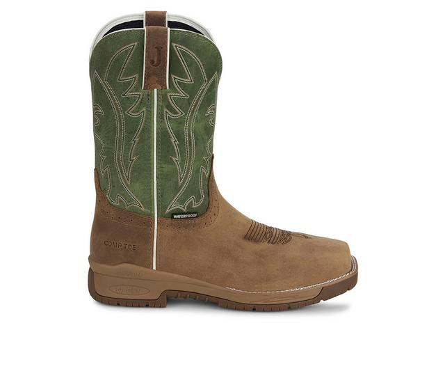 Men's Justin Boots Nitread 11" Ct H20 Cowboy Boots in Brown Multi color