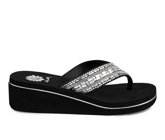 Women's Yellow Box Sunvale Wedge Flip-Flops in Clear color