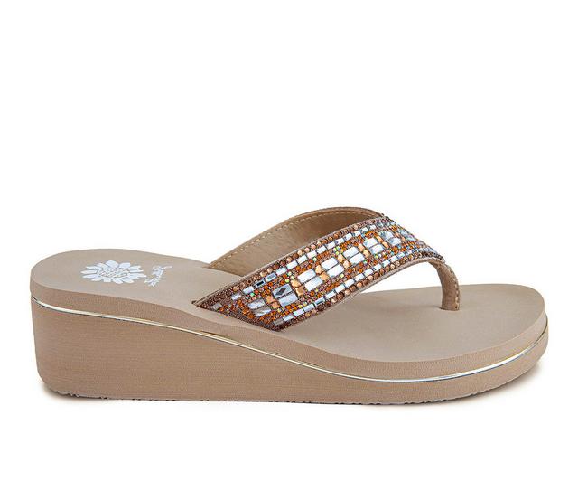 Women's Yellow Box Sunvale Wedge Flip-Flops in Taupe color