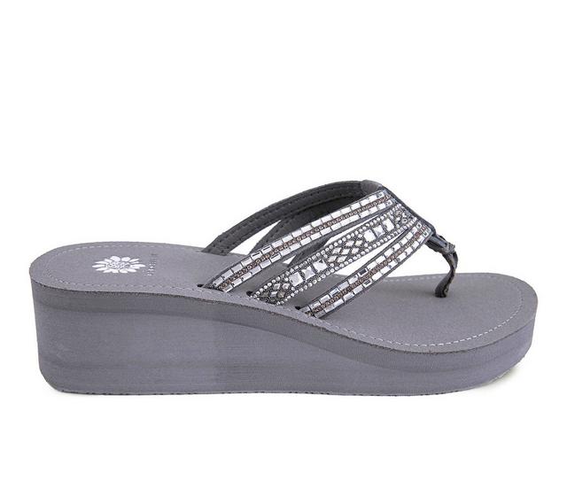 Women's Yellow Box Tania Wedge Flip-Flops in Gray color