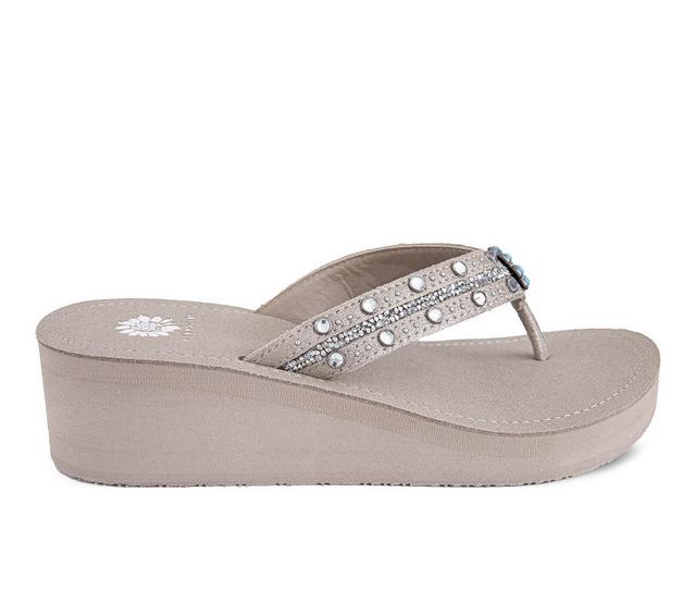 Women's Yellow Box Terell Wedge Flip-Flops in Taupe color