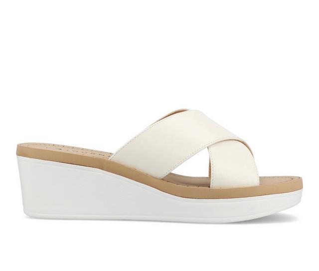 Women's Journee Collection Biara Wedge Sandals in White color