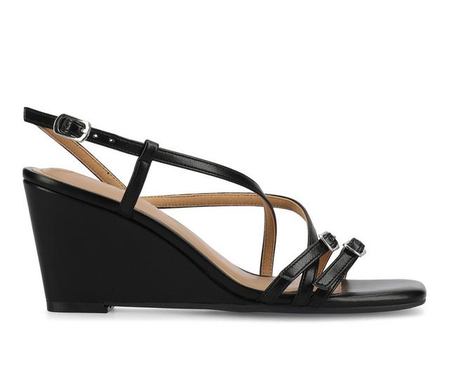 Women's Journee Collection Clinne Wedges in Black color