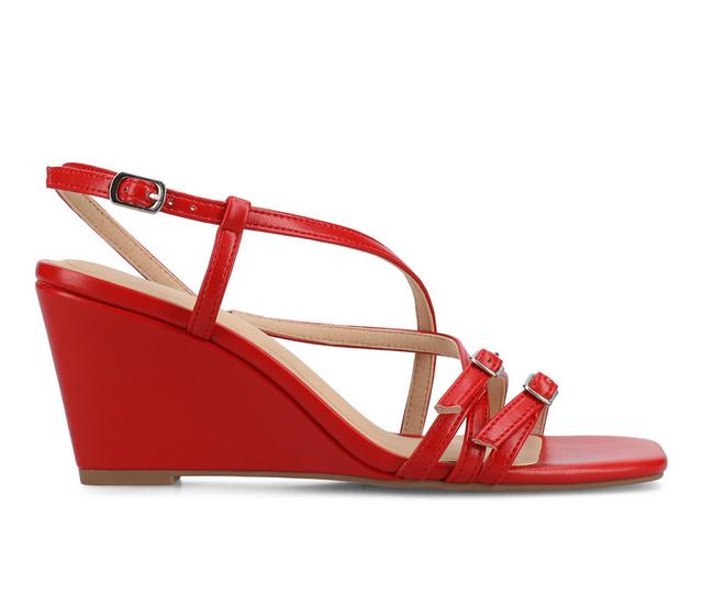 Women's Journee Collection Clinne Wedges in Red color