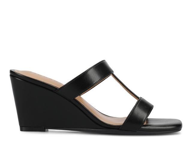 Women's Journee Collection Clodie Wedge Sandals in Black color