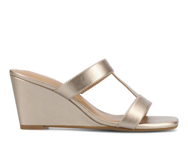 Women's Journee Collection Clodie Wedge Sandals in Champagne color