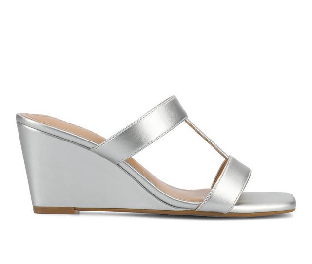 Women's Journee Collection Clodie Wedge Sandals in Silver color
