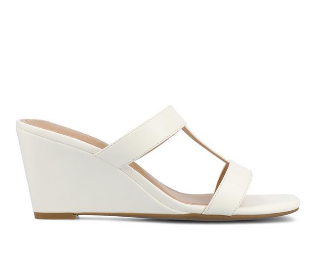 Women's Journee Collection Clodie Wedge Sandals in White color